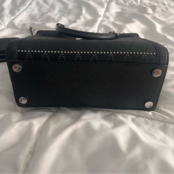 Michael Kors Black Studded Leather Tote Bag Silver Hardware NWOT - Picture 3 of 5